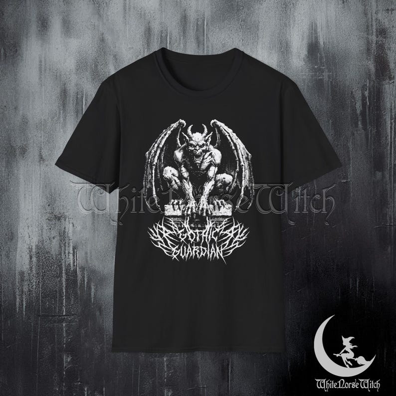 Gothic Gargoyle T-Shirt, Medieval Fantasy Tee, Gothic Guardian Shirt, Dark Goth Clothing, Occult Alternative Streetwear, Edgy Weirdcore Gift