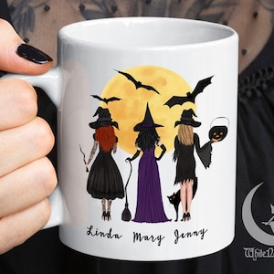 Personalisierte Halloween Hexen Tasse, Hexe Beste Freunde Tasse, Tasse Hexerei Geburtstagsgeschenk, Hexen Benutzerdefinierte Name Tasse, Wicca Kaffeetasse