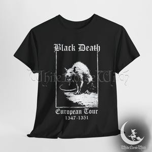 Maglietta medievale del tour europeo della Morte Nera, maglietta Plague Rat, maglietta horror gotica, abbigliamento grunge goth, Dark Academia, moda Weirdcore immagine 10