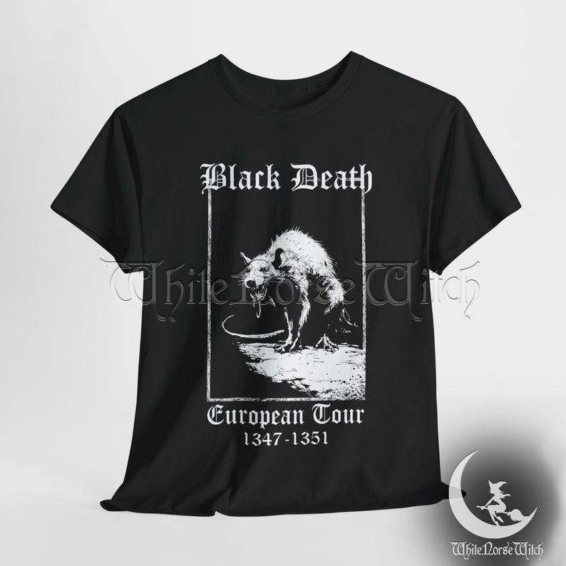 Maglietta medievale del tour europeo della Morte Nera, maglietta Plague Rat, maglietta horror gotica, abbigliamento grunge goth, Dark Academia, moda Weirdcore immagine 10