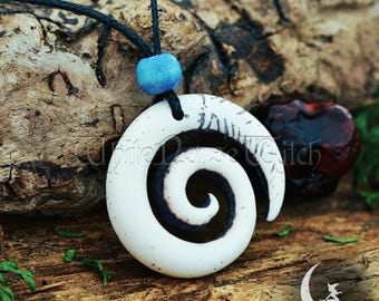 Handgemachte Maori Koru Spiral-Halskette: Pagan Vortex Amulett, Wicca, Okkulter Schmuck