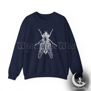 Weird Housefly Sweatshirt, Dark Cottagecore Fairy Grunge Shirt, Pastel Goth Fly Insect Sweat, Weirdcore Pullover, Gothic Alt Fashion, S-5XL Navy