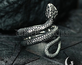 Gothic Schlange Ring - Edelstahl Schlangen Ring, dunkel Goth Schmuck, Alternativ / Kantig / Okkulter / dunkel Ästhetischer Schmuck
