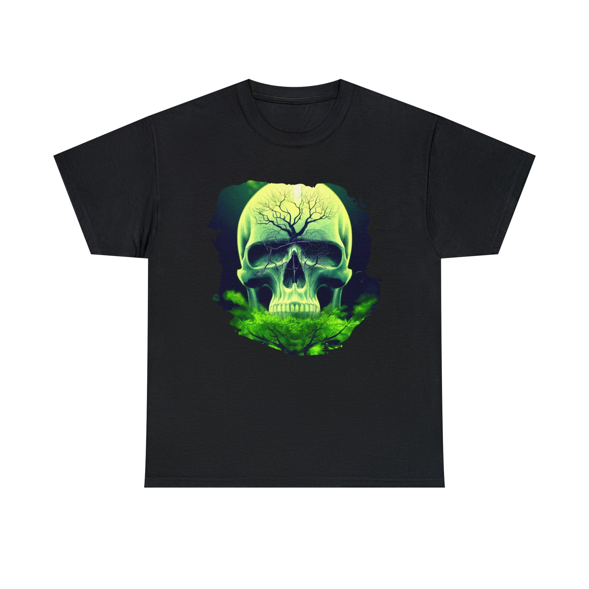 Women's Skull Graphic T-Shirt - Gothic Horror Funny Tee, Green
