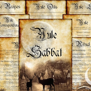 Yule Sabbat Pages Printable Book of Shadows, Wheel of The Year Grimoire, 13 PDF BOS Pages, Christmas Winter Solstice Fest Witchcraft, Wicca