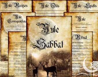 Yule Sabbat Seiten Wheel of The Year Printable Grimoire, Buch der Schatten 13 PDF BOS Seiten, Weihnachten Winter Sonnenwende Fest Hexerei, Wicca