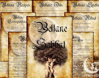 Wheel of The Year Grimoire, Beltane Sabbat, Book of Shadows Printable 13 PDF Pages, May Day Fest Witchcraft BOS Pages, Wicca