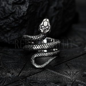 Anello serpente gotico - Anello serpente in acciaio inossidabile, Gioielli dark goth, Gioielli alternativi / audaci / occulti / estetici dark
