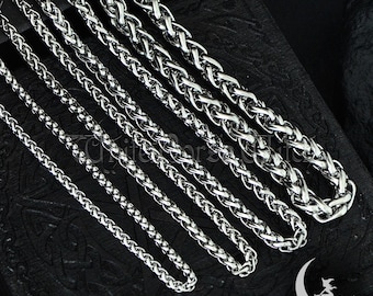 Gothic Weizen Kette Halskette, Edelstahl Spiga-Kette, Punk Halskette, Dicke Grunge Kette, Gothic Alt Schmuck - 3 mm/4 mm/5 mm/8 mm-18-28"