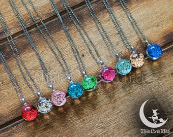 Gepresste Blume Terrarium Halskette, Getrocknete Blume Botanischer Glas Anhänger, Natur inspiriert Schmuck, Fairycore Anhänger