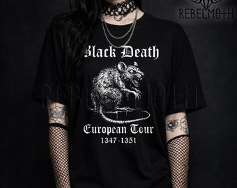Black Death European Tour Shirt, Pest Ratte T-Shirt, Gothic Graphic Tee, Dark Humor Mittelalter Shirt, Alternative Punk Goth Top