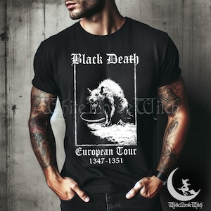 Black Death Gothic T-Shirt, Medieval Plague Rat Shirt, Horror Grunge Tee, Crust Punk Goth Clothing, Dark Academia, Weirdcore Fashion