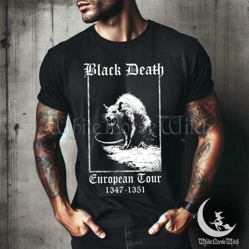 Black Death Gothic T-Shirt, Medieval Plague Rat Shirt, Horror Grunge Tee, Crust Punk Goth Clothing, Dark Academia, Weirdcore Fashion