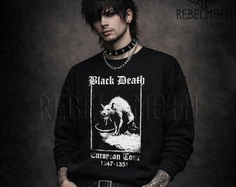 Black Death European Tour Sweatshirt, Medieval Plague Rat Gothic Crewneck, Dark Humor History Shirt, Crust Weird Sweat