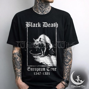Maglietta medievale del tour europeo della Morte Nera, maglietta Plague Rat, maglietta horror gotica, abbigliamento grunge goth, Dark Academia, moda Weirdcore immagine 1