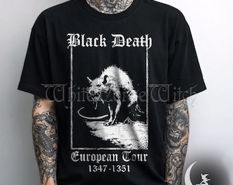 Black Death European Tour Medieval T-Shirt, Plague Rat Shirt, Gothic Horror Tee, Grunge Goth Clothing, Dark Academia, Weirdcore Fashion