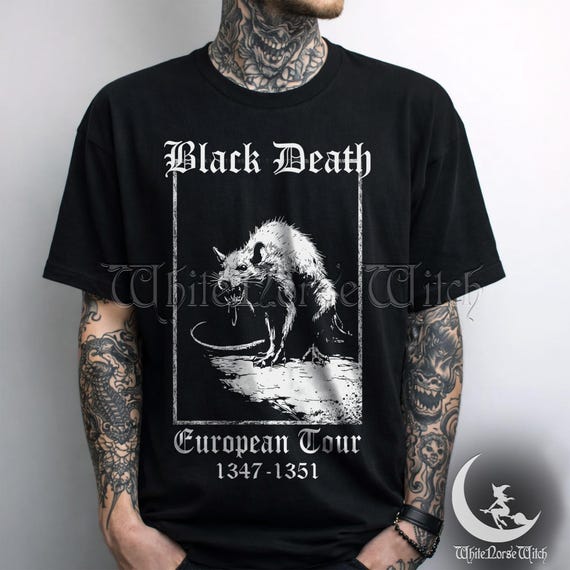 Black Death European Tour Medieval T-Shirt, Plague Rat Shirt, Gothic Horror Tee, Grunge Goth Clothing, Dark Academia, Weirdcore Fashion