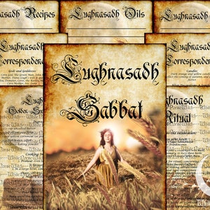 Lammas Sabbat Book of Shadows Pages - 13 PDF BOS Pages, Lughnasadh Wheel of The Year Printable Grimoire, Corn Harvest Fest Witchcraft, Wicca