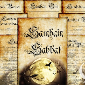 Samhain Book of Shadows Printable 13 PDF Pages, Wheel of The Year Grimoire, Samhain Sabbat, Halloween Pagan Fest Witchcraft BOS Pages, Wicca