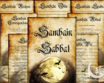 Samhain Wheel of The Year Grimoire, Book of Shadows Printable 13 PDF Pages, Samhain Sabbat, Halloween Pagan Fest Witchcraft BOS Pages, Wicca