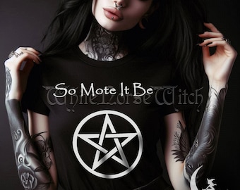Wiccan T-Shirt - So Mote It Be - Modern Witch Tee with Pentacle, Triple Goddess, Celtic Tree, Hecate Wheel, Witces Shirt Witchy Gift