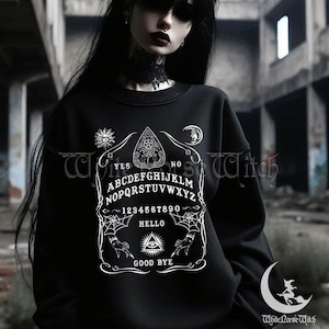 Ouija Board Sweatshirt - Wiccan Spirit Board Pullover, Mystical Witchcraft Clothing, Gothic Occult Fashion, Weirdcore Unisex Crewneck
