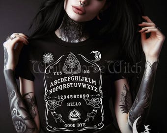 Wiccan Ouija Board T-Shirt, Gothic Spirit Board Tee, Occult Clothing, Witchy Halloween Tshirt