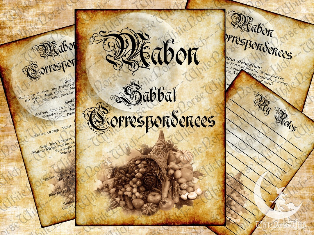 Mabon Sabbat Correspondences, Book of Shadows Printable Grimoire 4 PDF ...