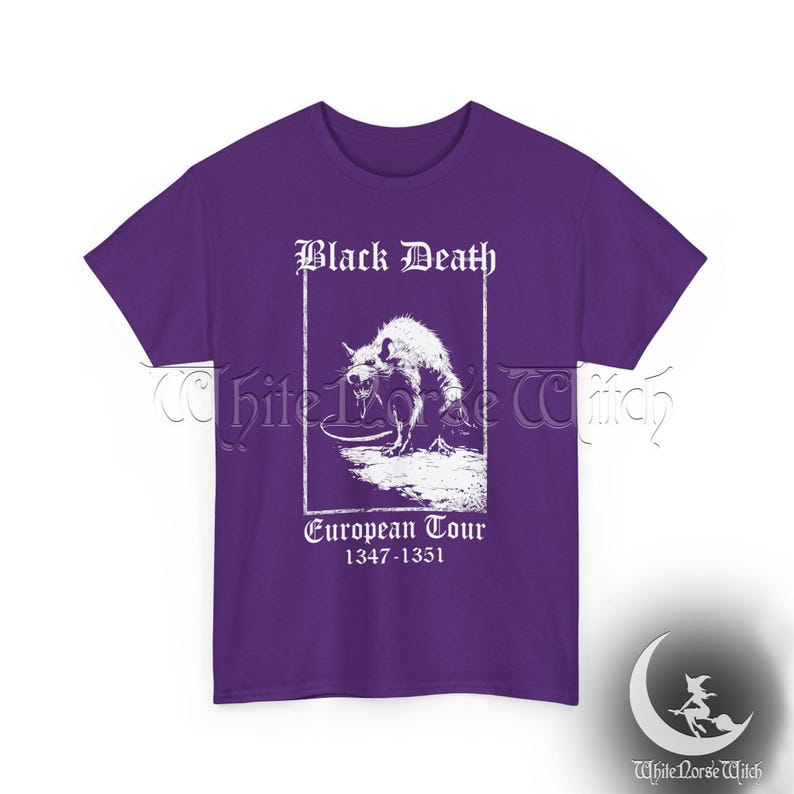 Black Death European Tour T-Shirt - Horrific Plague Rat Gothic Tee, Crust Punk Weirdcore Clothing, Dark Alternative Goth Fashion, Grunge