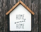 Home Sweet Home Wooden House Shaped Wall Hanging Farmhouse Decor