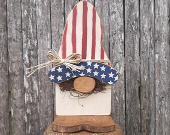 Primitiva Americana-tomtar i trä, patriotisk tomte för heminredning