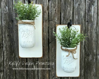 Mason Jar Wall Sconce Set Farmhouse Decor Country Decor Rustic Wall Decor