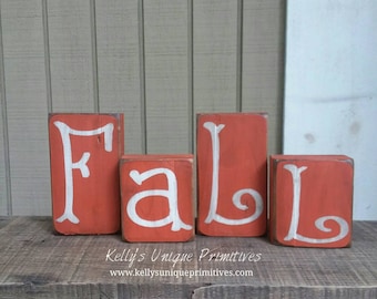 Wooden Fall Blocks Sign Fall Decor Autumn Decor Rustic Fall Decor
