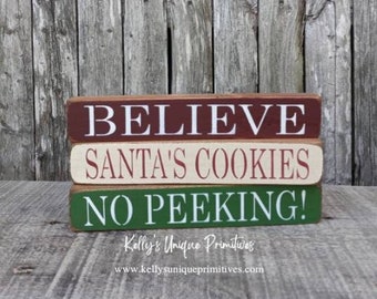Christmas Wooden Signs Block Set Tiered Tray Decor