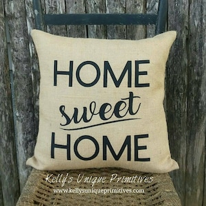 Home Sweet Home Throw Pillow Decorative Farmhouse Burlap Pillows
