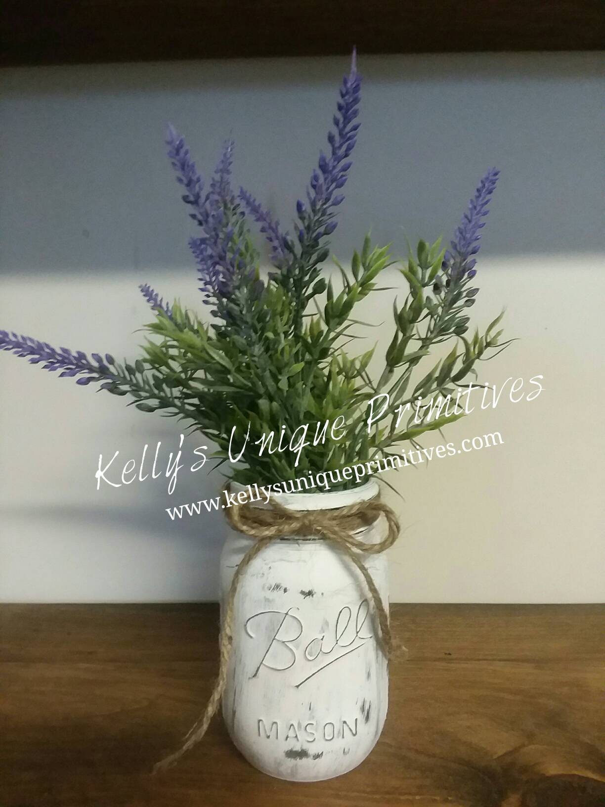 White small mason jar for tiered tray with lavender