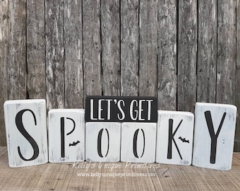 Let's Get Spooky Blocks Halloween Sign Decor