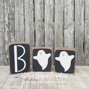 Wooden Boo Blocks Sign Halloween Decor Autumn Decor Rustic Fall Decor