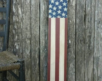 Vertical American Flag Sign Patriotic Decor Rustic Primitive
