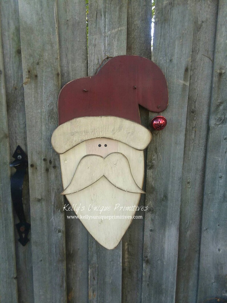 Primitive Santa Head Santa Door Hanger Christmas Decor Holiday Decor Primitive Country Decor bild 4