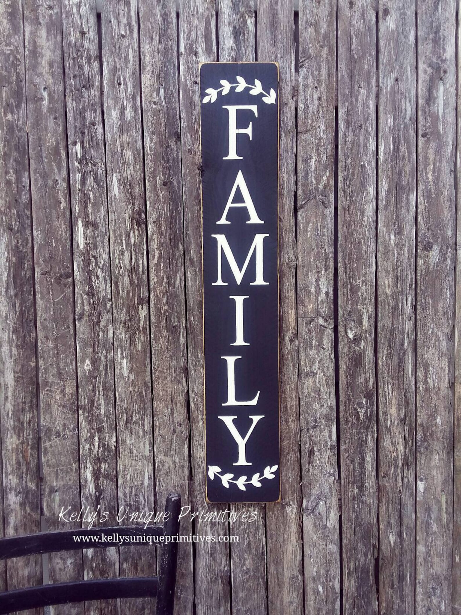 Vertical Family Sign Wooden Sign Laurel Wreath Gallery Wall Etsy