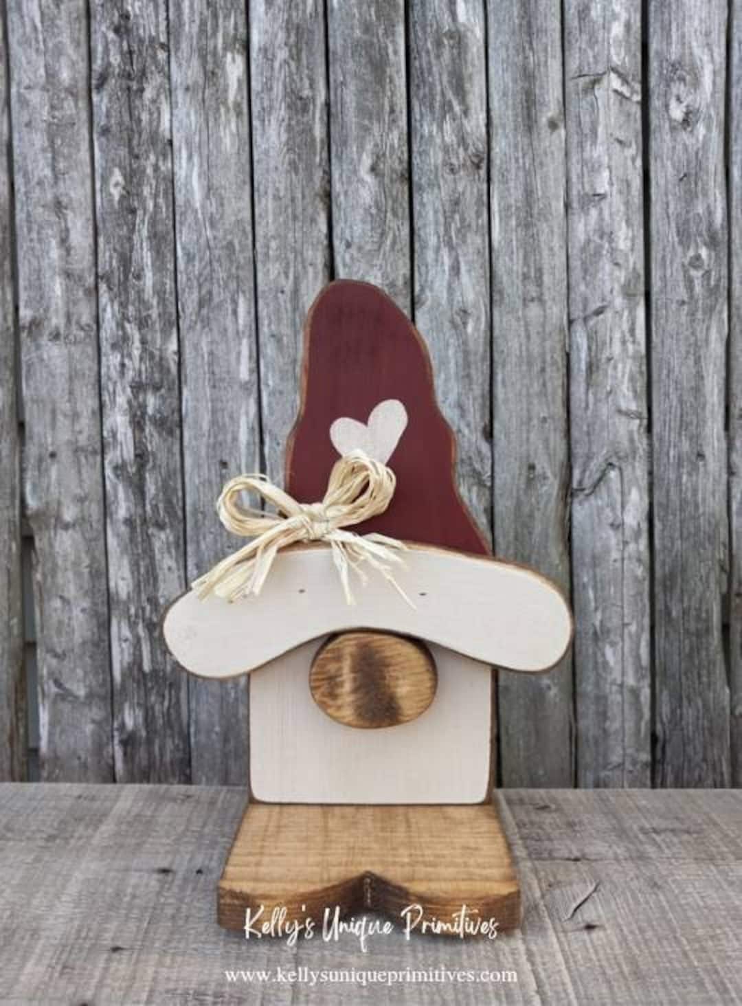Gnomo primitivo a forma di cuore in legno per San Valentino, decorazione per la casa - Italia