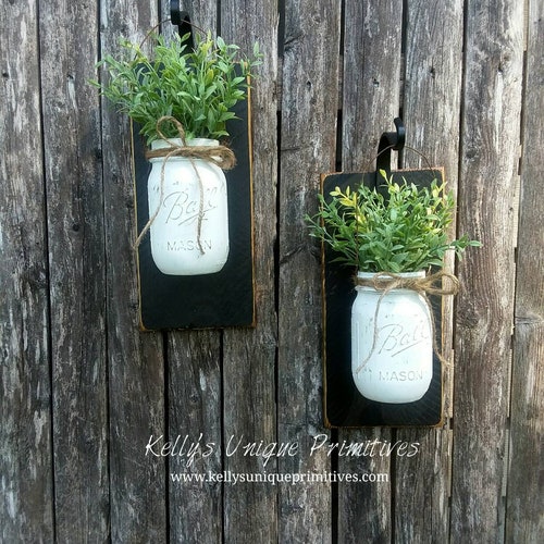 Mason Jar Wall Sconce Set Farmhouse Decor Country Decor Rustic Etsy
