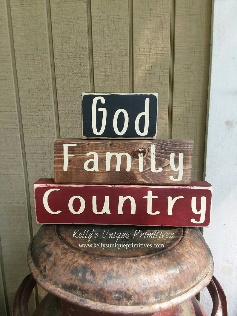 God Family Country Wooden Block Sign Country Decor Rustic Home - Etsy