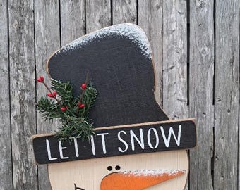 Let It Snow Snowman Christmas Decor Holiday Decor Snowmen Country Decor Primitive