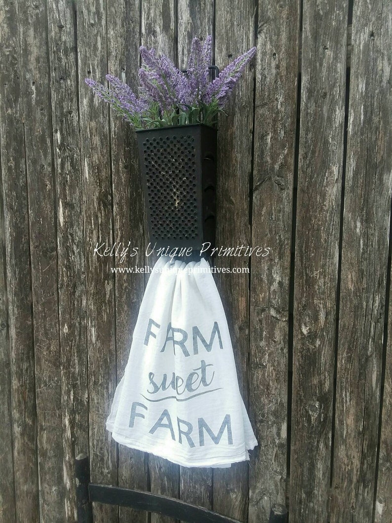 Cheese Grater Tea Towel Holder Floral Arrangements Farmhouse Etsy