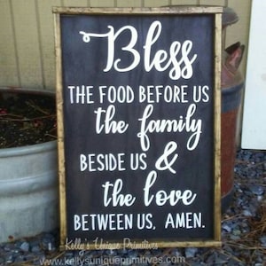 Bless The Food Before Us Farmhouse Sign Framed Sign Home Decor Kitchen Decor Country Decor Primitive Decor Rustic Decor Farmhouse Decor