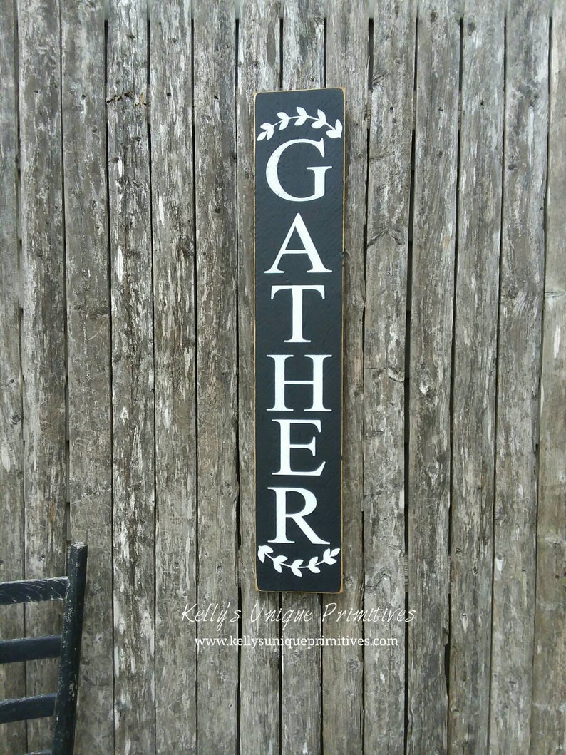 Vertical Gather Here Wooden Sign Gather Signs Vertical Signs | Etsy