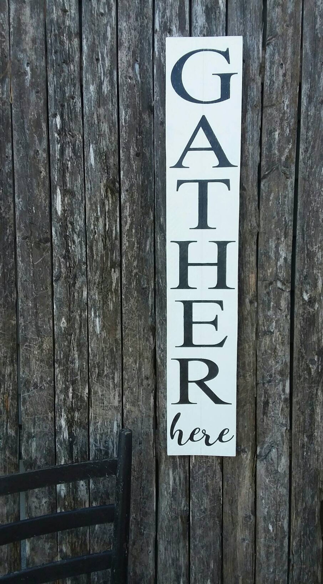 Vertical Gather Here Wooden Sign Gather Signs Vertical Signs Farmhouse ...