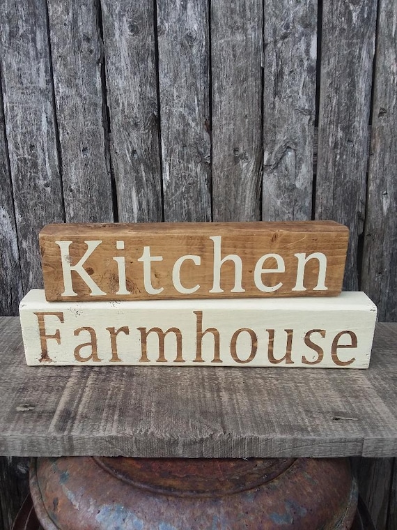Farmhouse Kitchen Wooden Block Signs Home Decor Farmhouse Decor Kitchen Decor Country Decor Rustic Fixer Upper Style